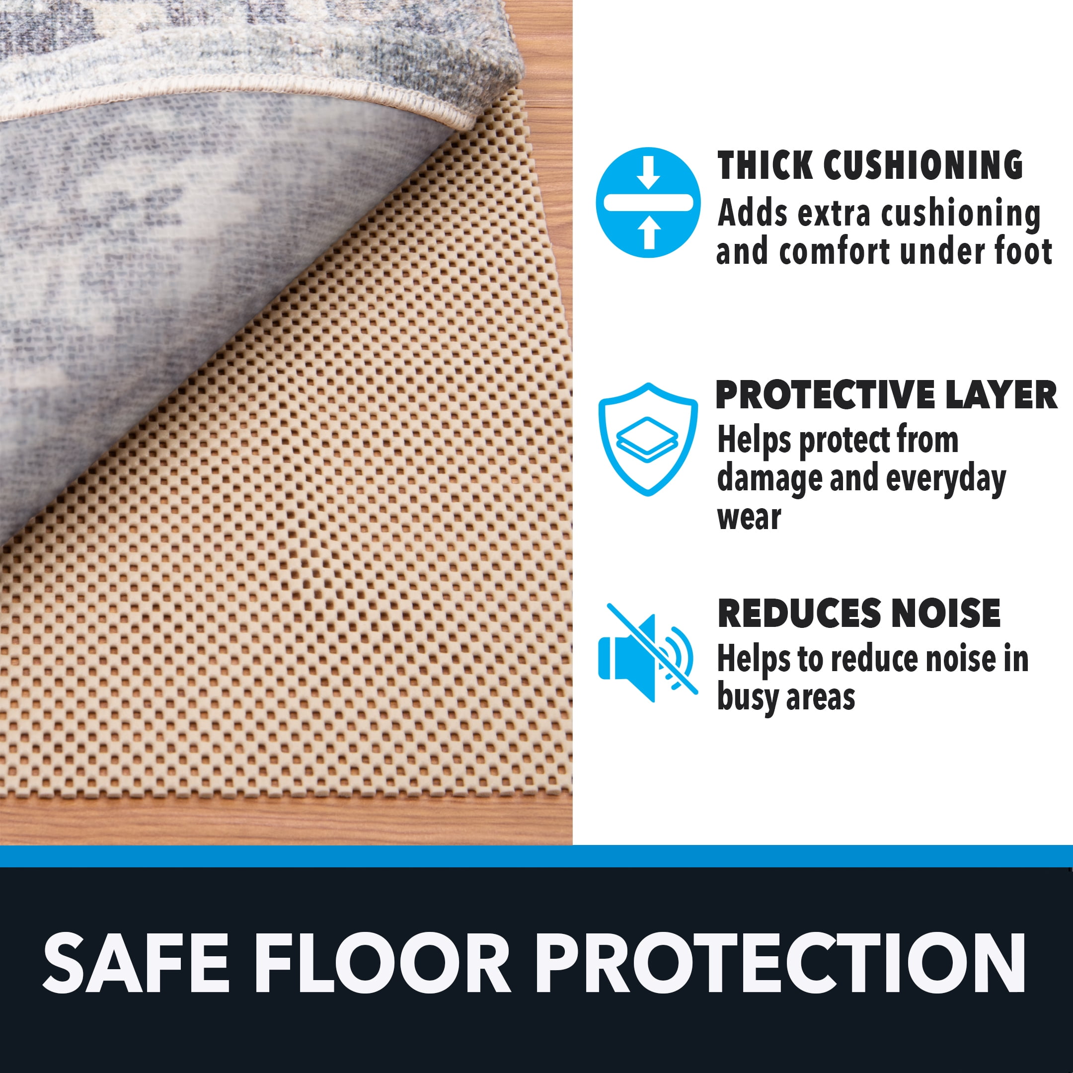 Mainstays Non-Skid Non-Slip Deluxe Felt Rug Pad, Sand, 2' x 6'
