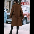 thumbnail image 4 of Gabardina de Lana Cruzada para Mujer, Abrigo de Invierno de Mezcla de Lana, Medio, Elegante. Marrón Oscuro XL, 4 of 9