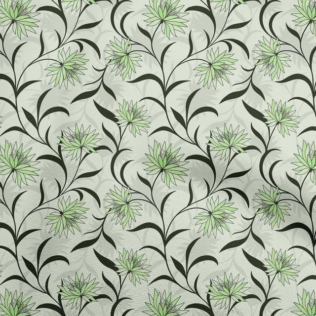 oneOone Velvet Light Green Fabric Floral Retro Craft Projects Decor Fabric Printed By The Yard 58 Inch Wide