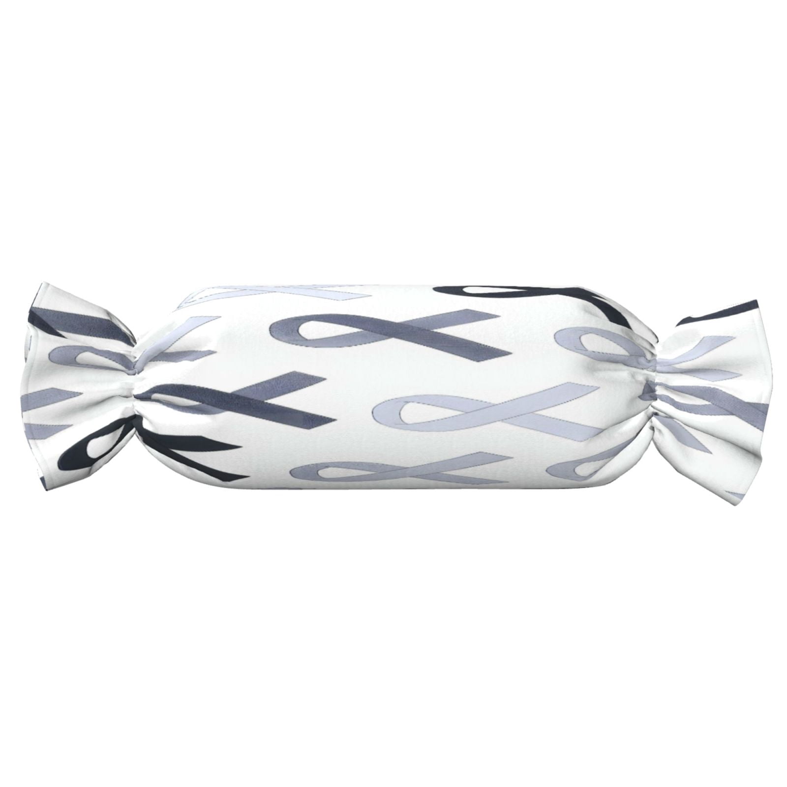 Candy Throw Pillow Travel Cervical Pillow Cylindrical Neck Body Cushion With Insert For Bed Couch Home Decor 9.8x24.4in Cancer Awareness Ribbon Pattern - Grayscale Modern