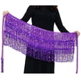 thumbnail image 1 of Sonducket a la cadera de moda, bufanda Retro con borlas, hermosa envoltura multicolor, ropa de baile, diamantes de imitación brillantes, disfraz Prendas para la parte inferior del cuerpo Violeta, 1 of 6