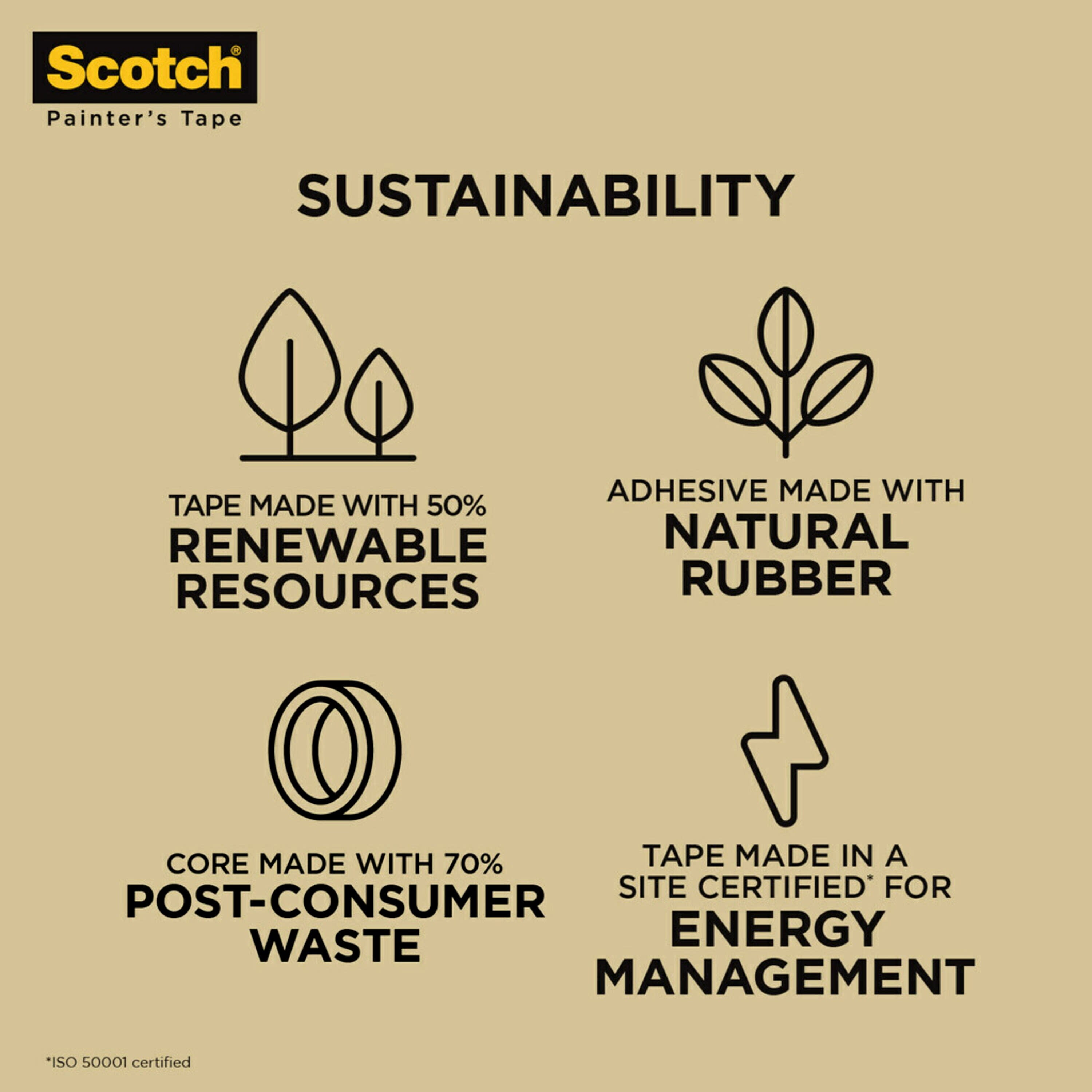 Scotch Contractor Grade Masking Tape 2020-24AP9, 0.94 in x 60.1 yd (24mm x 55m), 9 Rolls/Pack, Size: 0.94 Width