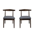 thumbnail image 1 of Ilios Innova | Paquete de 2 Sillas Nordico de Comedor, Estructura de Madera de Caucho Color Nogal, Asiento Tapizado en Gris, Estilo Mid Century Moderno, 1 of 9