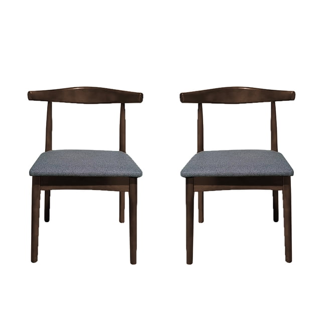 Ilios Innova | Paquete de 2 Sillas Nordico de Comedor, Estructura de Madera de Caucho Color Nogal, Asiento Tapizado en Gris, Estilo Mid Century Moderno