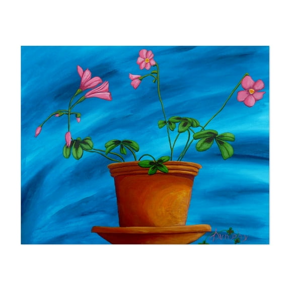 Lucky Clover in Bloom - Painting Floral Nature Botanical Flowers Modern Art Whimsical Unframed Wall Art Print 8 x 10 inches
