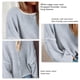 thumbnail image 4 of Suéter de punto con cuello redondo para mujer, manga larga, suelto, con hombros caídos, Tops con borde blanco para Otoño Invierno, 4 of 5