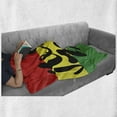 thumbnail image 6 of Saying Soft Flannel Fleece Blanket, Rastafarian Design Just Relax Message on Vermilion Yellow and Green Stripe Backdrop, Cozy Plush for Indoor and Outdoor Use, 70" x 90", Multicolor, by Ambesonne, 6 of 6