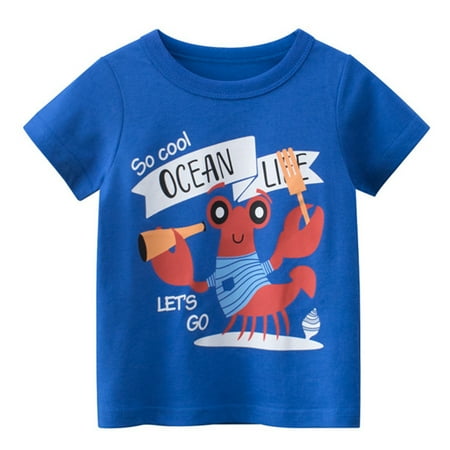 

Fsqjgq Basketball T Shirt Boy Toddler Kids Baby Boys Girls Cartoon Short Sleeve Crewneck T Shirts Tops Tee Clothes for Children Sports Tees for Boys Cotton Blue 100