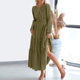 thumbnail image 6 of Womens Summer 2026 Casual Maxi Dresses - Long Sleeve V Neck Elastic Waist Tiered Lightweight Boho Beach Dress with Pockets, 6 of 7