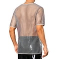 thumbnail image 3 of INSPIRE CHIC Mesh Sheer T-Shirt for Men's See Through Short Sleeves Party Shiny Tee Tops S Silver Gray, 3 of 4