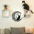 thumbnail image 3 of Cat Metal Wall Art Decor 11 8" Moon and Cat Black Wall Hanging Decor Silhouette Wall Art for Home Bedroom Living Room Bathroom Kitchen Office Garden Hotel Wall Decoration, 3 of 9