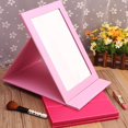 thumbnail image 2 of Portable Folding Vanity Mirror,Desktop Folding Mirror with Adjustable PU Leather Stand-Pink, 2 of 5