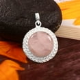 thumbnail image 2 of Owais Gems And Jewelry Beautiful Round Rose Quartz Pendant, 56 Ct. Silver-Plated Statement  Women's Fashion  Jewelry, 2 of 2