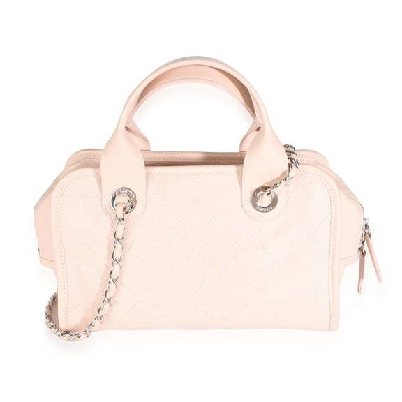 Pre-Owned Chanel Pink Quilted Caviar Small Deauville Bowling Bag