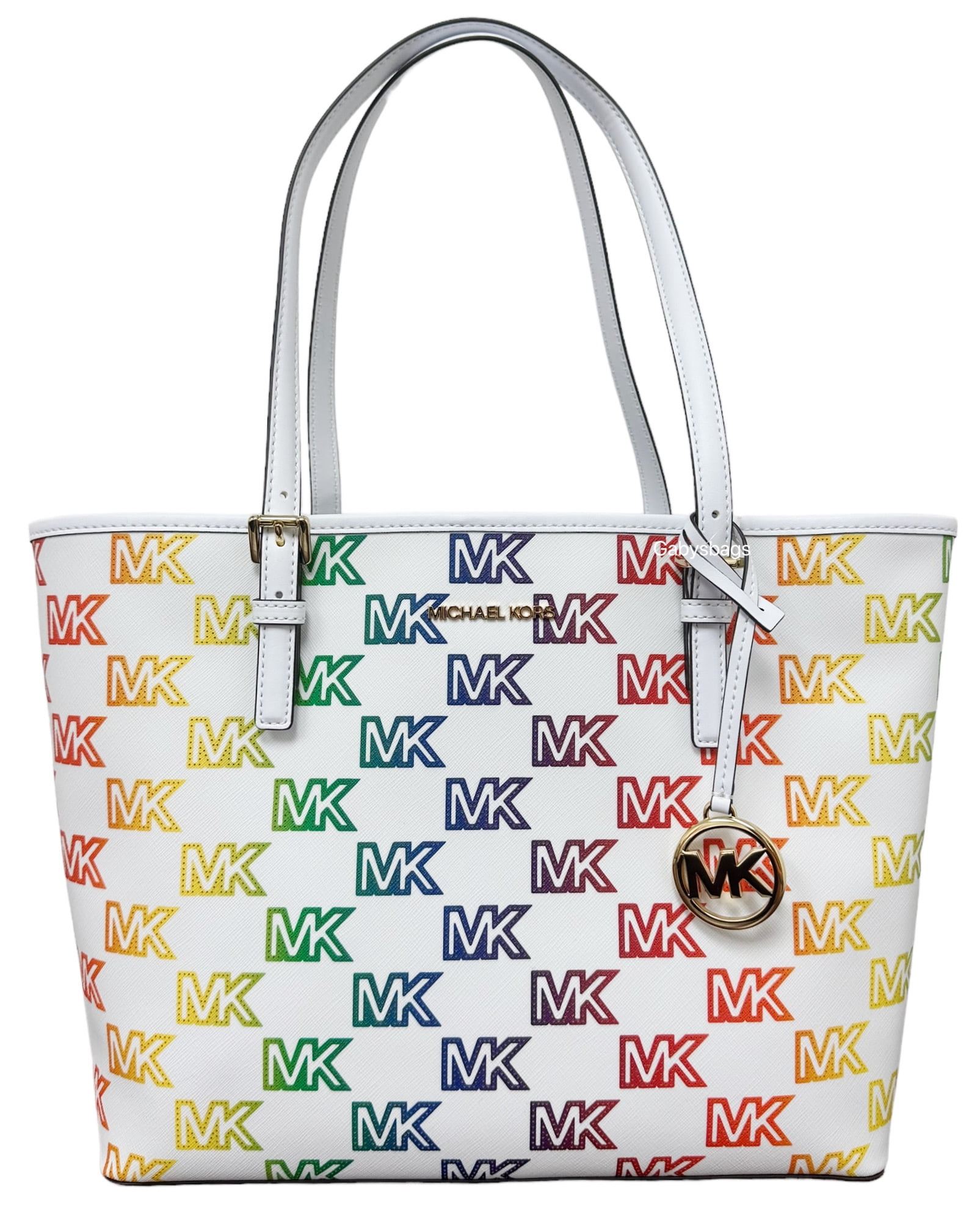 Michael Kors Rivington Large Studded Tote - Optic White 30S7SR7T3L-085  190864496245 - Handbags, Rivington - Jomashop