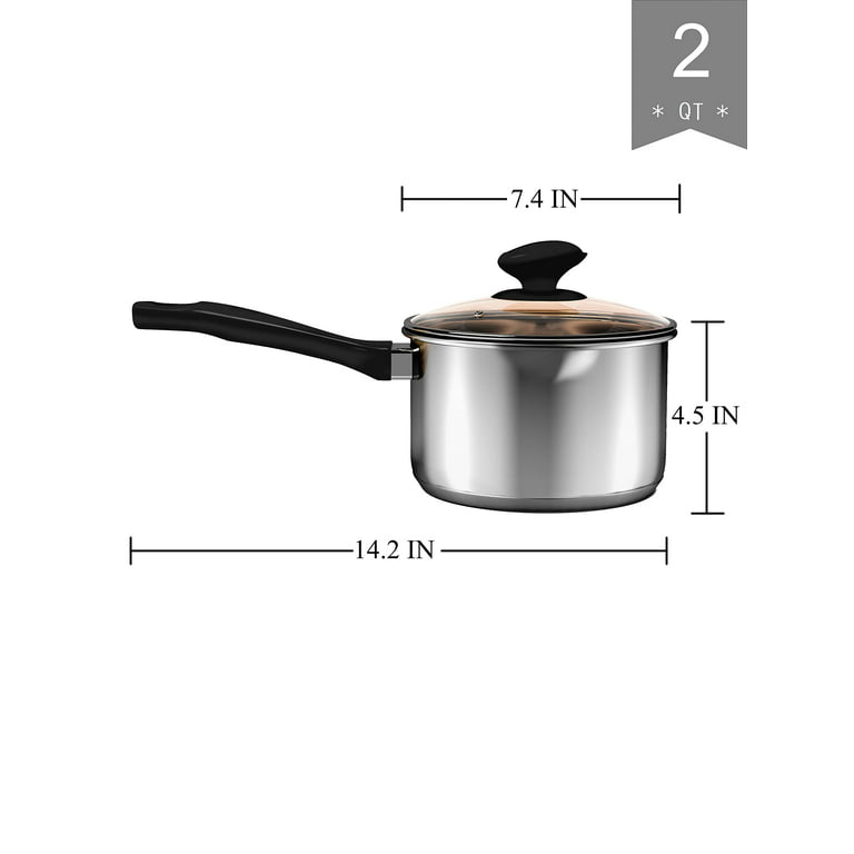 The Palm Restaurant Stainless Steel Sauce Pan 2.0 QT Electric Gas Induction