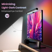 Pecham RGB Monitor Light Backlight Bar, 15.75” Dual Light Screen Light Bar with 15 Modes Dimmable, 3 Color Temperature Adjustable, Eye Caring Screen Light Bar for Reading Gaming