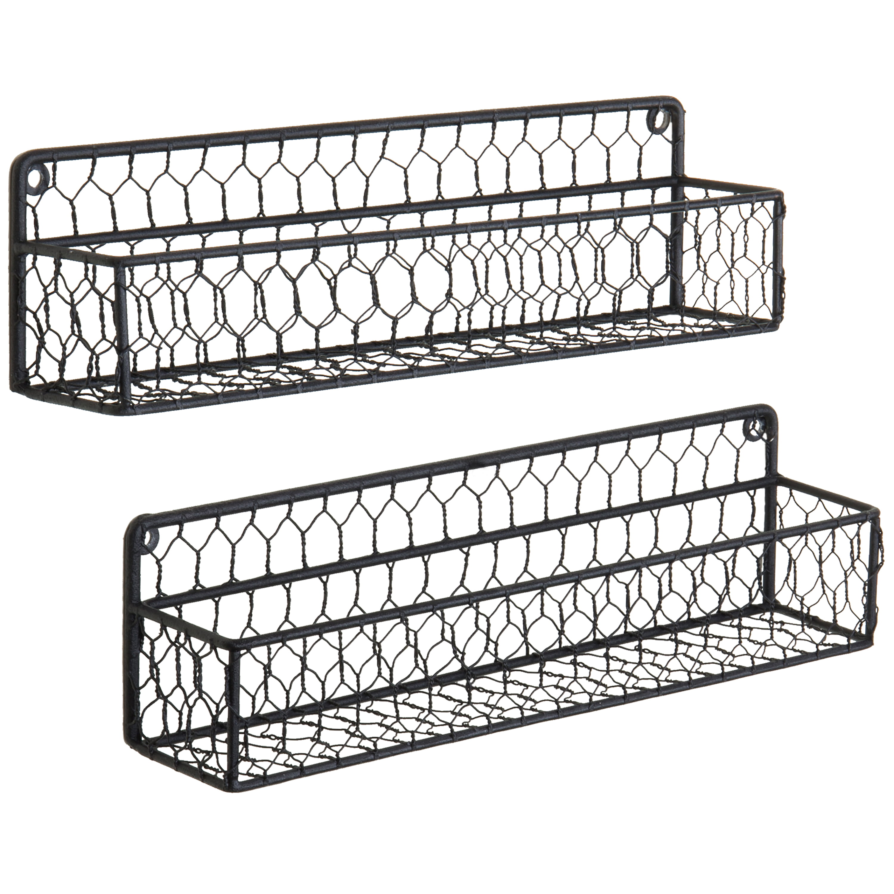 12-inch Black Chicken Wire Wall Mounted Spice Rack, Kitchen Storage Sh –  MyGift