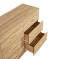 thumbnail image 5 of 9 Drawer Dresser for Bedroom, 63" Wide Wooden Storage Cabinet with Gold Handles, Large Drawer Organizer with Soild Base for Bedroom, Living Room, Entryway, Natural, 5 of 7