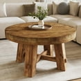 thumbnail image 5 of Tribesigns 31.5-Inch Round Coffee Table, Solid Wood Center Table with Thickened Tabletop for Living Room, Apartment, Small Space, Brown, 5 of 6