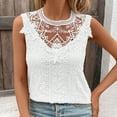 thumbnail image 7 of ITSAME Women's Tank Tops, Elegant Dressy Hollow Out Lace Round Neck Summer 2025 Sleeveless Blouse White M, 7 of 7