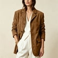 thumbnail image 4 of Hueook 2026 Suede Blazers for Women Business Casual Ladies' Casual Fashion Lapel with Pocket Buttons Long Sleeve Brown L, 4 of 6