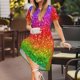thumbnail image 3 of Disketp Colorful Glitter para Vestido de Manga Corta para Mujeres, Vestidos de Verano para Mujeres, Casual y Holgado para la Playa, 3 of 6