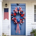 thumbnail image 6 of 4th of July Door Cover Decoration,250 Anniversary Patriotic Door Cover,Red Blue and White American Flag Bow Door Banner,Veterans Day Memorial Day Decor,Independence Day Party Supplies(2D, 35x70 inch), 6 of 6