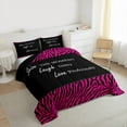 thumbnail image 3 of jejeloiu Chic Zebra Pattern Bedding Comforter Set,Abstract Geometric Lines Twin Comforter Sets,Hotpink Black Bedding Set For Kids,Ultra Soft Home Decor Reversible,2pcs, 3 of 8