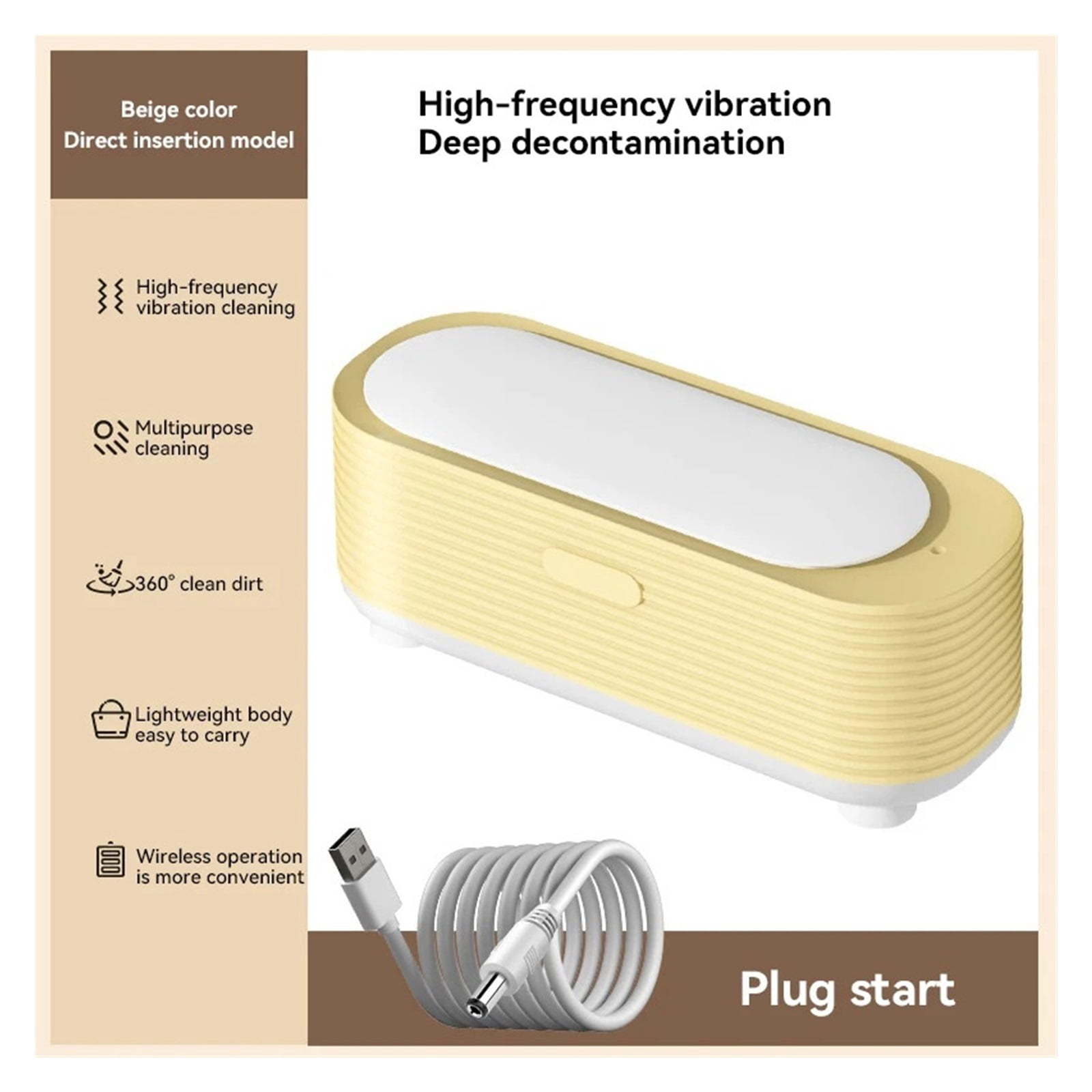 Portable Ultrasonic Cleaner Mini Smart Electric Cleaning Box for Jewelry Makeup Brushes Glasses Low