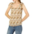 thumbnail image 3 of INSPIRE CHIC Women's Summer Floral Blouse Bow Tie Decor Casual Tank Tops XL Apricot, 3 of 9
