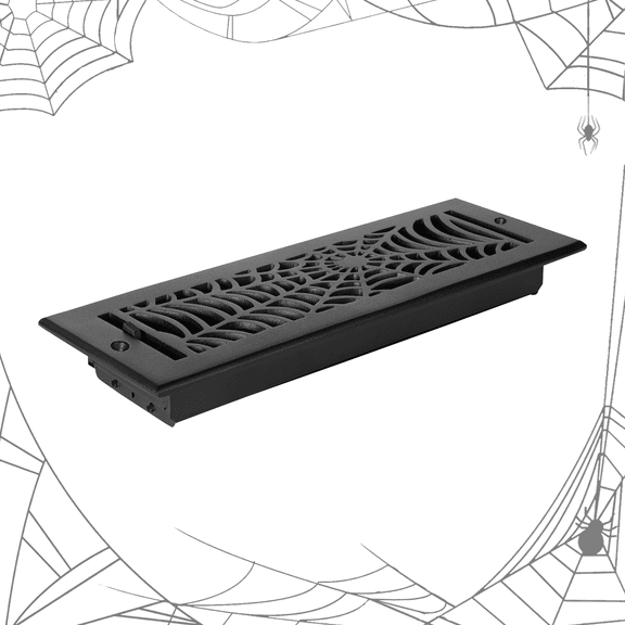 Spooky Gothic Vent cover 4"x 12" Duct Opening (Overall 5-1/2"x 13-3/4") Spider Web Design Solid Cast Aluminium Register