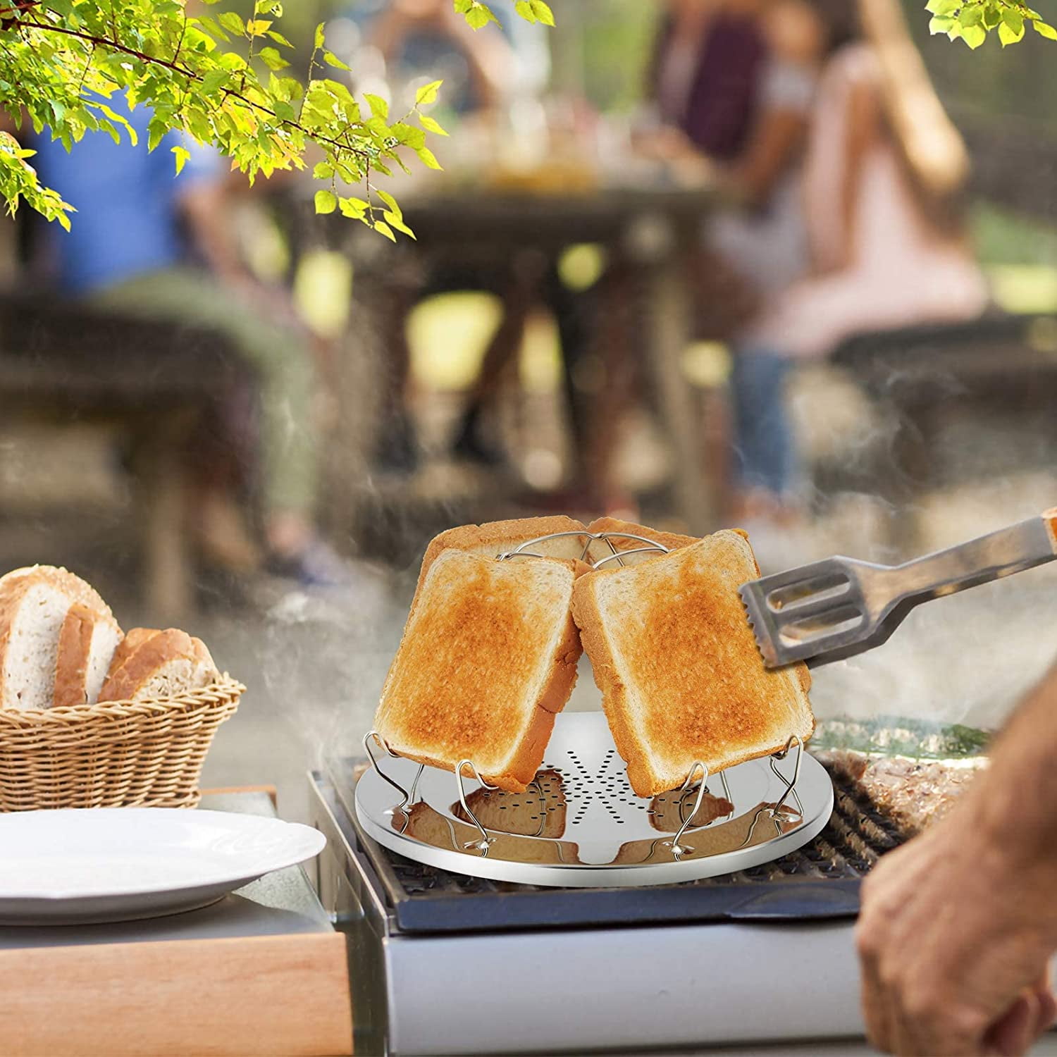 Camping Toaster for Gas Stoves, Foldable Slice Gas Toaster