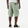 thumbnail image 4 of Men's Solid Corduroy Cargo Shorts Multi Pocket Elastic Drawstring Waist Relaxed Knee Length Streetwear Casual Workout Shorts, 4 of 6