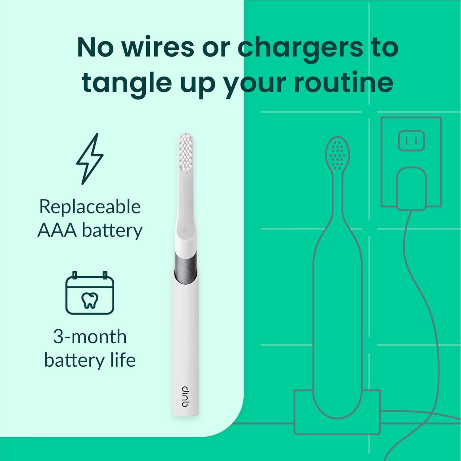 quip Sonic Battery Electric Toothbrush, Slate Metal