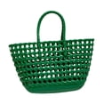 thumbnail image 4 of Bolso de mano tejido para mujer, moderno, de gran capacidad, con asa superior, ideal para ir de compras o vacaciones. Verde, 4 of 9