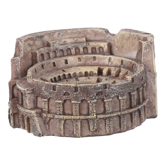 OUNONA Roman Colosseum Resin Statue Decorative Sculpture for Desktop and Bookshelf Light Brown Finish