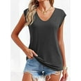 thumbnail image 3 of Womens Tops Basic Summer V Neck T Shirts Short Sleeve Basic Plain T-Shirt Cute Tops for Women Clothes Solid Color Casual Loose Blouses, 3 of 3