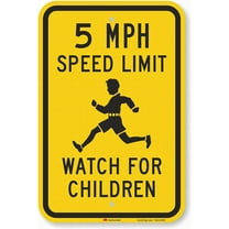Safety Sign 8x12 Danger Sign 5 MPH Speed Limit - Watch for Children Wall Art Warning Caution Tin Signs Metal Road Yard Decor
