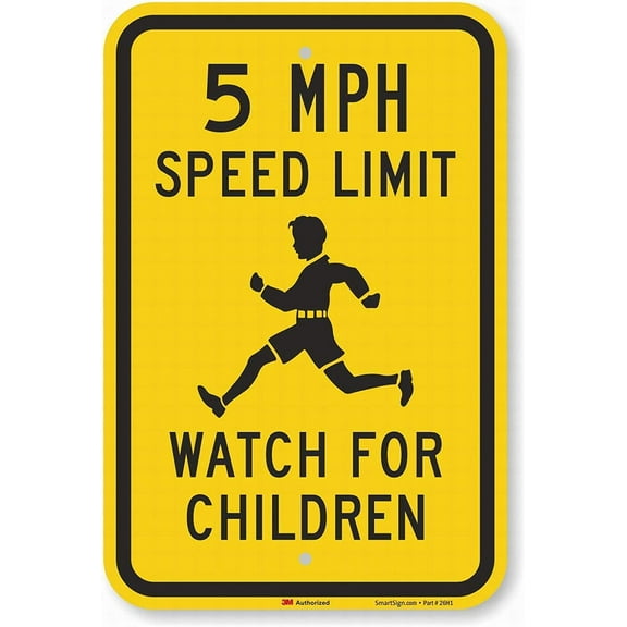 Safety Sign 8x12 Danger Sign 5 MPH Speed Limit - Watch for Children Wall Art Warning Caution Tin Signs Metal Road Yard Decor