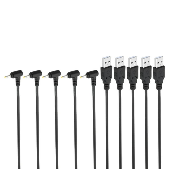 Unique Bargains 3Ft USB to DC 2.5x0.7mm Barrel Jack Power Cord, 5 Pcs 24AWG Wire Adapter Connector Charging Cord, Black