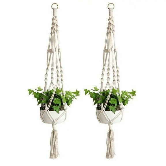 ZOUYUE 2 Pack Macrame Plant Hangers, Cotton Rope Woven for Inside Outside Plant Hanger Wall Hanging Planter Ceiling plants for Flower Pot, Hanging Plants Holder for Yard Garden Home Decoration, 41 cm