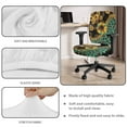 thumbnail image 3 of FKELYI 2 Piece Office Chair Slipcovers with Armrest Covers Green Sunflower Leopard Print Stretch Fabric Swivel Chair Cover for Computer Chair Armchair Washable Protector, 3 of 7