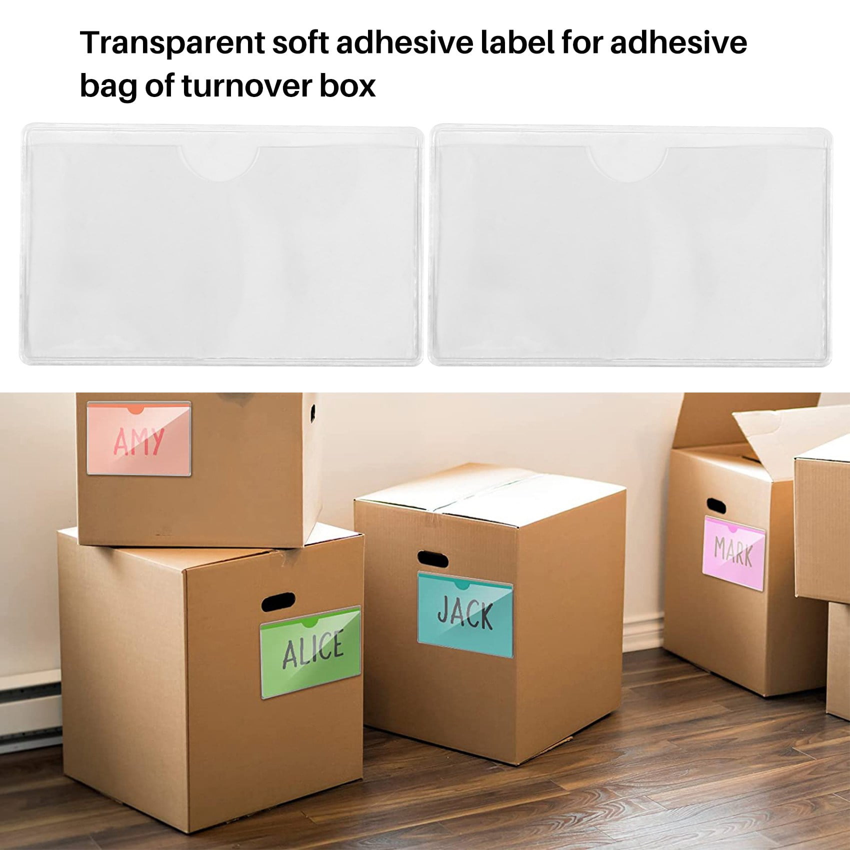 60Pcs SelfAdhesive Label Holder Card Pockets Label Holder Clear