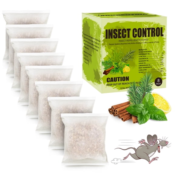 Rodent Repellent Pouches(8 Pouches),  Mice Repellent Indoor,Natural Rat & Mouse Repellent,Peppermint Insect Repellent Pouches