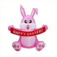thumbnail image 4 of 5FT Easter Inflatable Bunny Holding Happy Easter Banner With LED Lights, Outdoor Garden Yard Holiday Party Decorations, 4 of 7