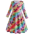 thumbnail image 4 of Girls Dresses Long Sleeve Casual Printed Dancing Princess Dress Party Swing Dresses for Kids 2-10 Years, 4 of 4
