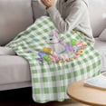 thumbnail image 3 of Easter Bunny Throw Flannel Blanket Watercolor Spring Colorful Flower Eggs Green Buffalo Plaid Super Soft Cozy Bed Blanket, Lightweight Plush Fuzzy Bed Throw for Bedroom Sofa Couch 50x60In,, 3 of 9