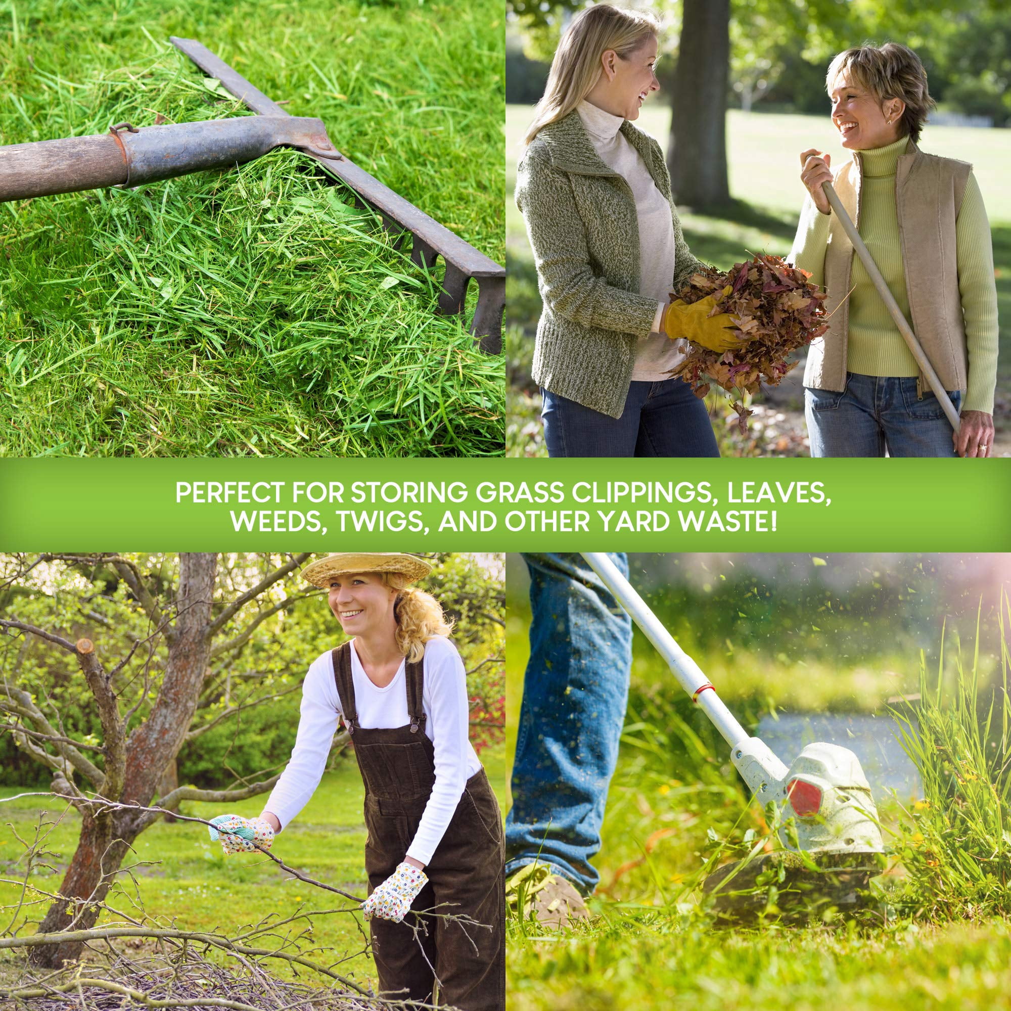30 Gallon Kraft Lawn and Leaf Bags (10 Pack) Eco-Friendly Heavy Duty Large Paper Trash Bags, Tear Resistant Yard Waste Bags for Grass Clippings, Wet and Dry Leaves, Weeds, Twigs