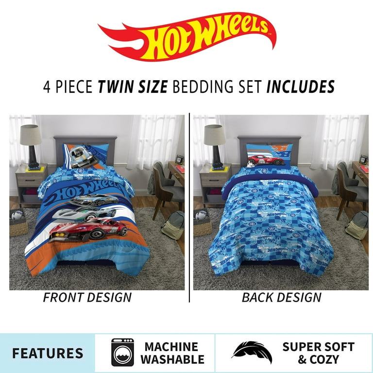 Hot Wheels Kids Twin Bed in a Bag Comforter and Sheets. Mattel Walmart